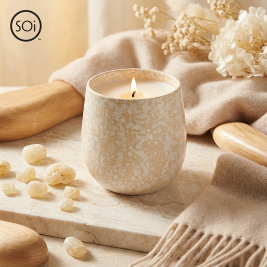 White Amber | 14oz Speckled Ceramic Candle