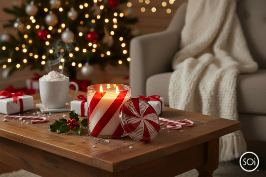 Peppermint Twist | 16oz Glass Large Candle - Holiday Magic