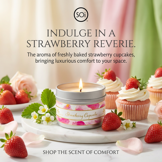 Strawberry Cupcake | 8oz Tin Candle - Watercolors Collection