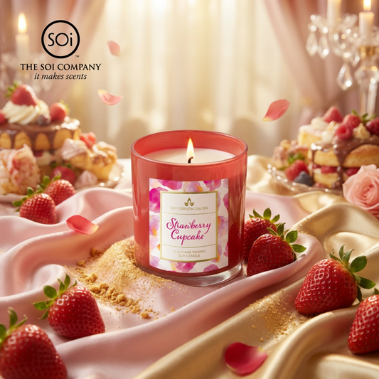 Strawberry Cupcake | 12oz Glass Candle - Watercolors Collection