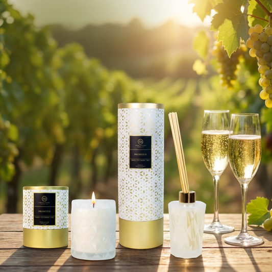 Prosecco Diffuser Set | 9oz Luxe Box Candle + 7oz Reed Diffuser