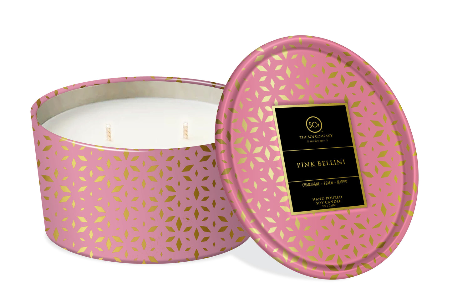 Pink Bellini Duo | 15oz Shimmer Candle + 12oz Tin Candle