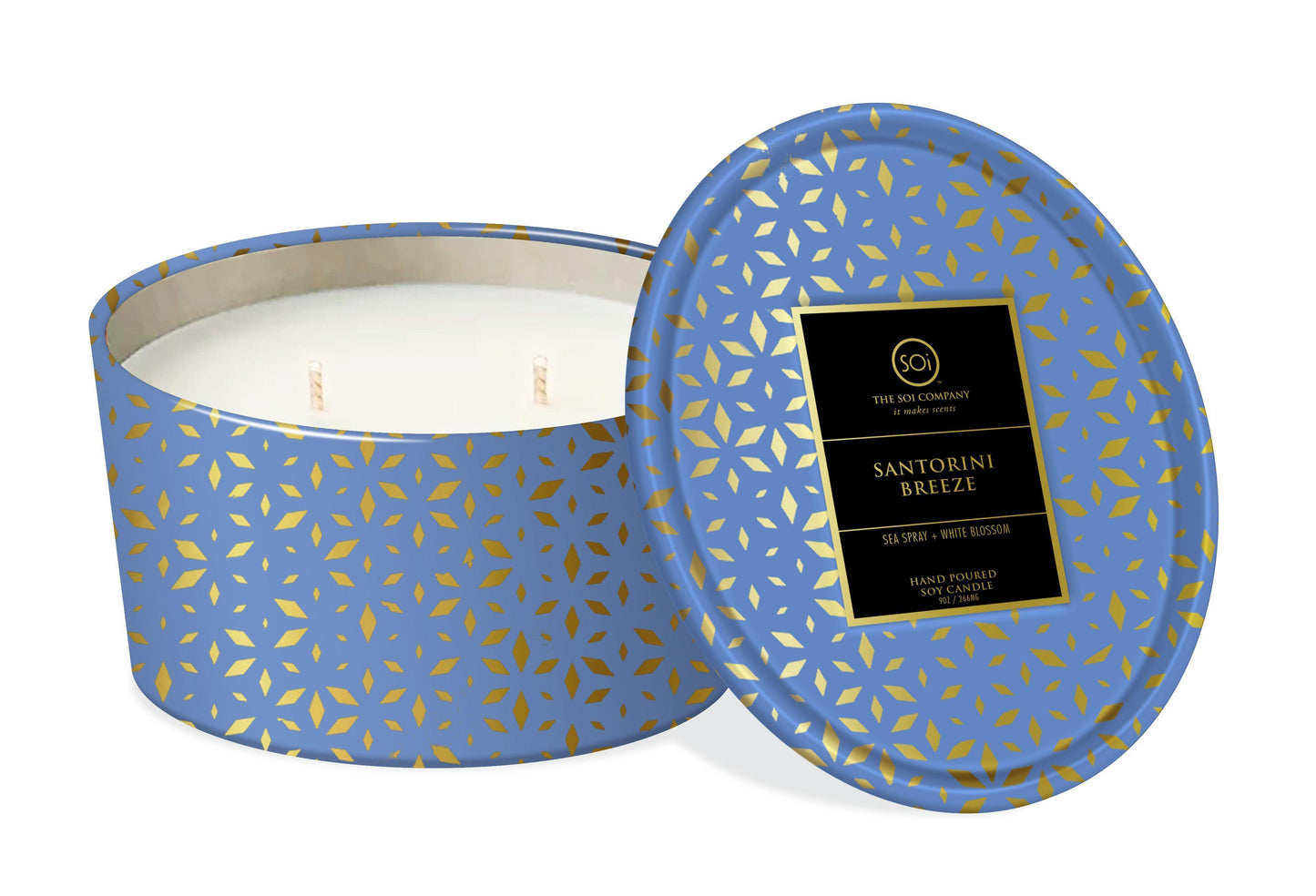 Santorini Breeze Candle Duo | 15oz Shimmer Candle + 12oz Shimmer Tin Candle