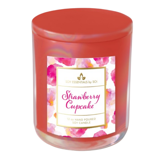 Strawberry Cupcake | 12oz Glass Candle - Watercolors Collection