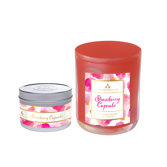 Strawberry Cupcake Duo | 8oz Tin & 12oz Jar Candle - Watercolors Collection