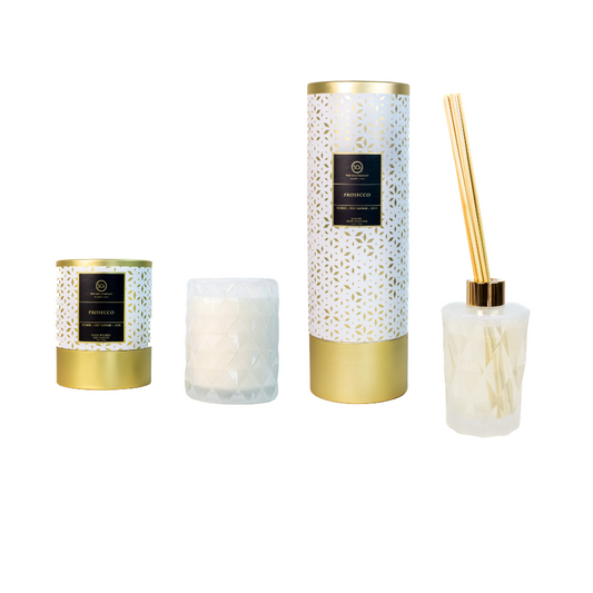 Prosecco Diffuser Set | 9oz Luxe Box Candle + 7oz Reed Diffuser