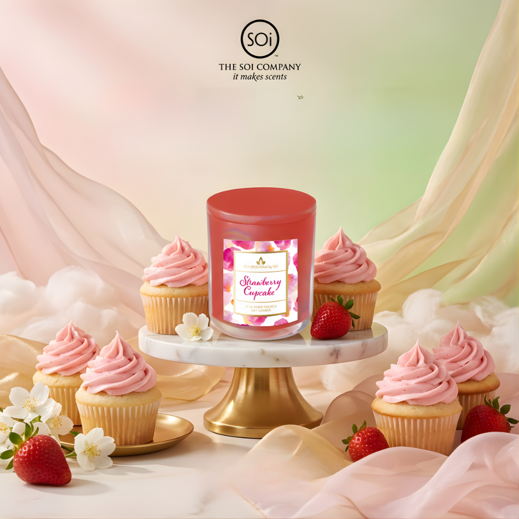 Strawberry Cupcake | 12oz Glass Candle - Watercolors Collection