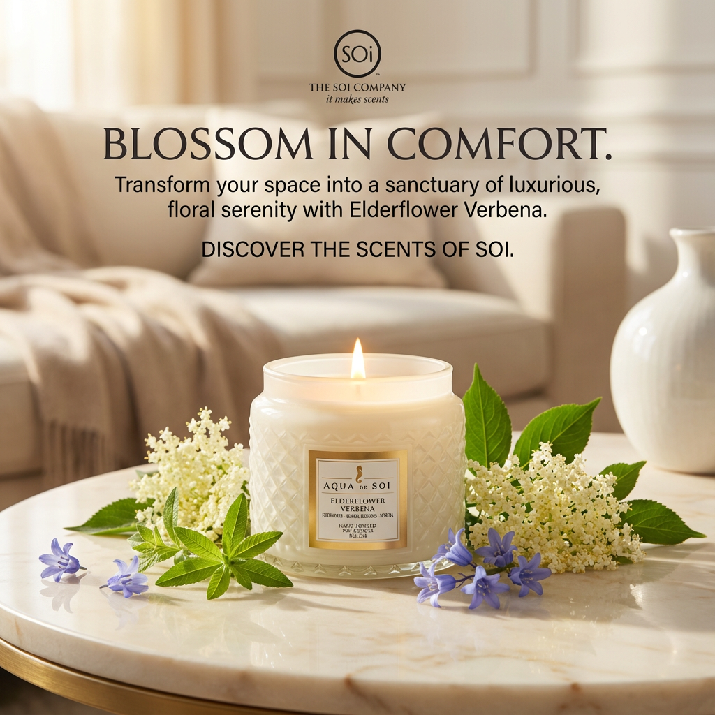 Elderflower Verbena | 11oz Faceted Jar Candle
