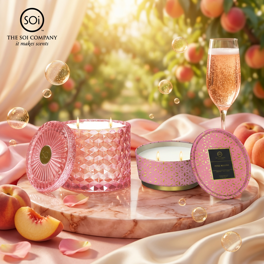 Pink Bellini Duo | 15oz Shimmer Candle + 12oz Tin Candle