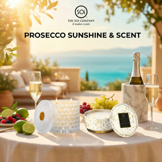 Prosecco Candle Duo | 15oz Shimmer Candle + 12oz Shimmer Tin Candle