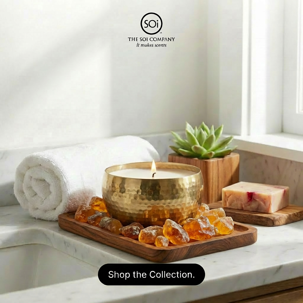 Amber and Teakwood | 14oz Metal Candle – The Soi Co