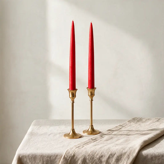 Red | 12" Taper Candle - Set of 2