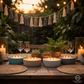 Scented candles outdoor table