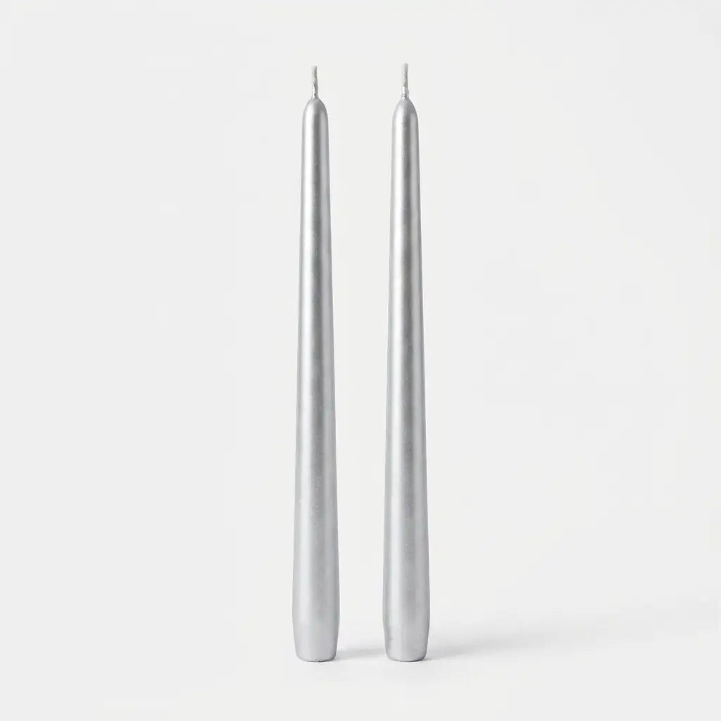 Silver | 12" Taper Candle - Set of 2