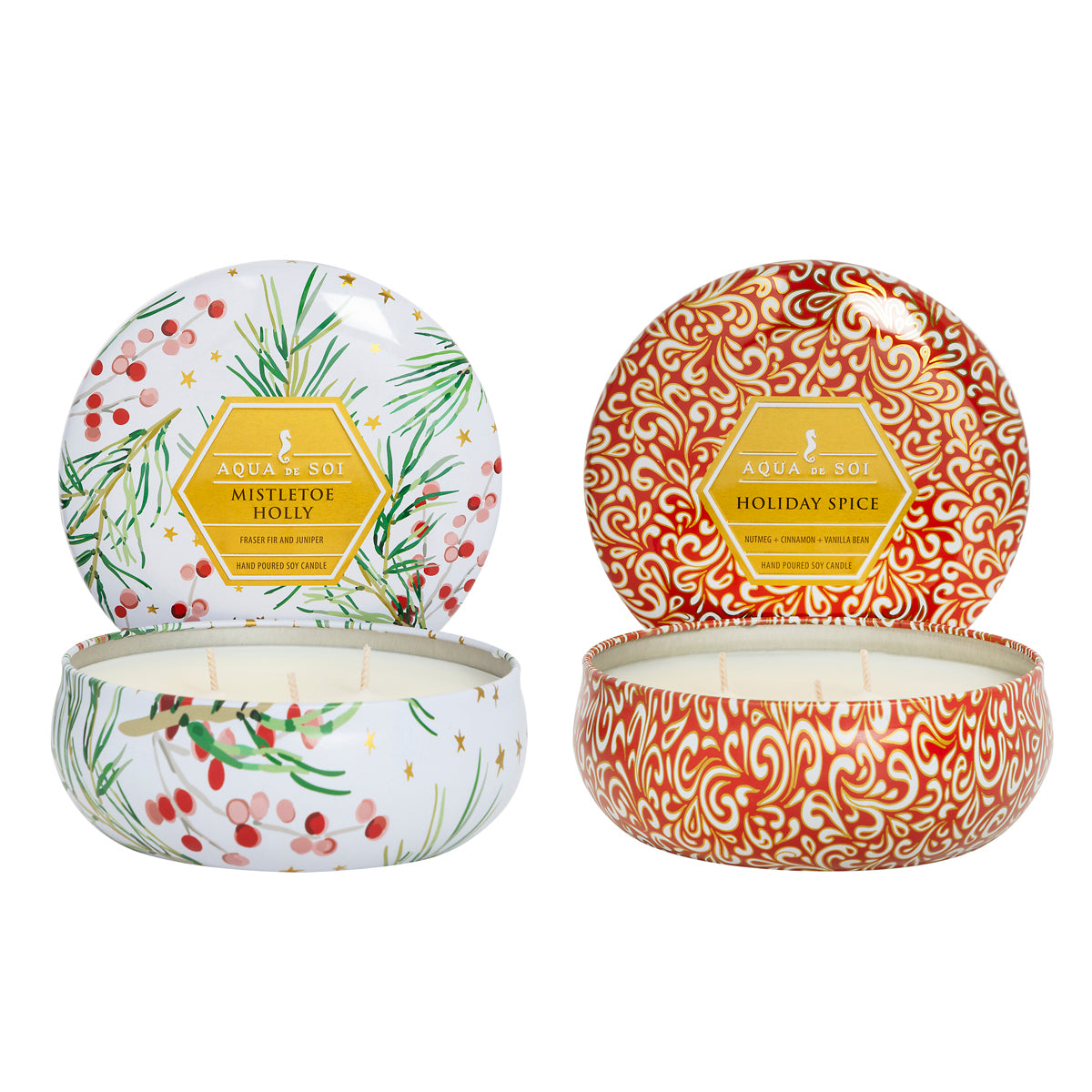 Holiday Spice + Mistletoe & Holly Duo | 21oz Triple Wick Tin (x2)