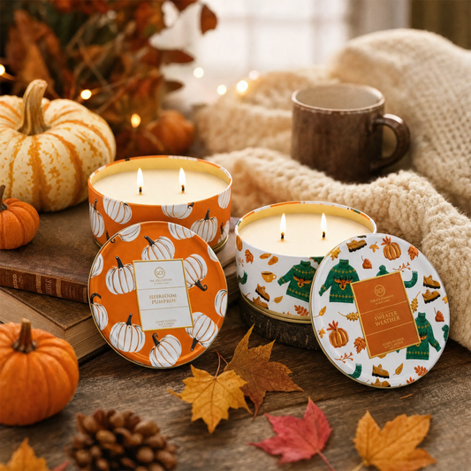 Heirloom Pumpkin & Sweater Weather Duo | 12oz Embossed Luxe Tins