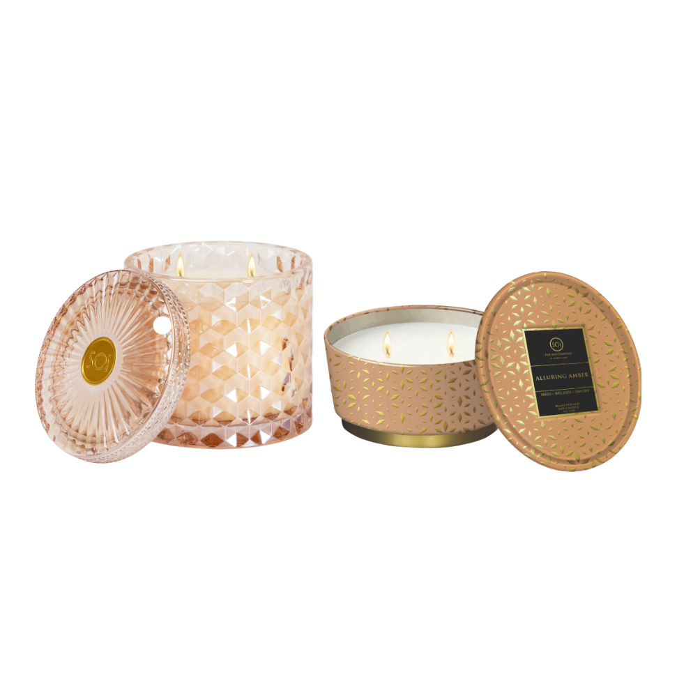 Alluring Amber Candle Duo | 15oz Shimmer Candle + 12oz Shimmer Tin Candle