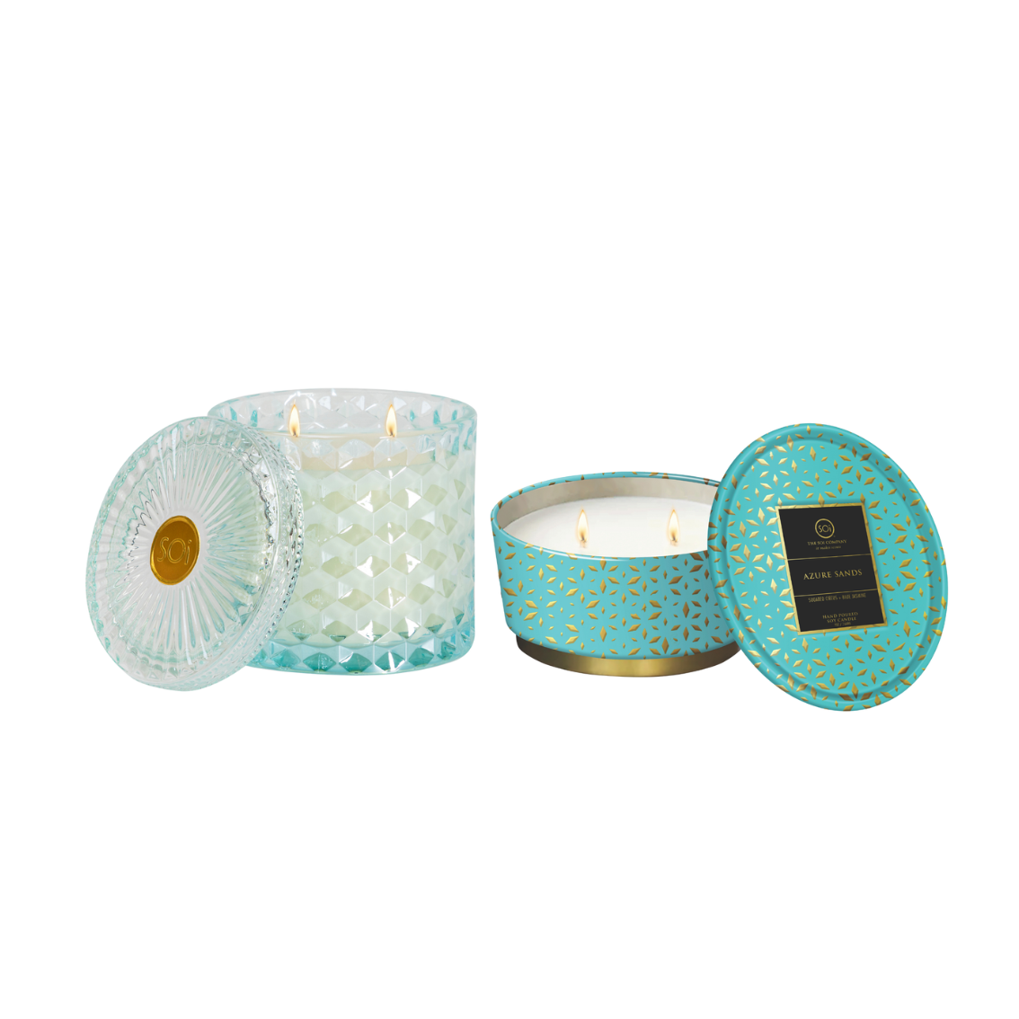 Azure Sands Candle Duo | 15oz Shimmer Candle + 12oz Shimmer Tin Candle