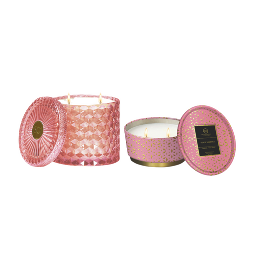 Pink Bellini Duo | 15oz Shimmer Candle + 12oz Tin Candle