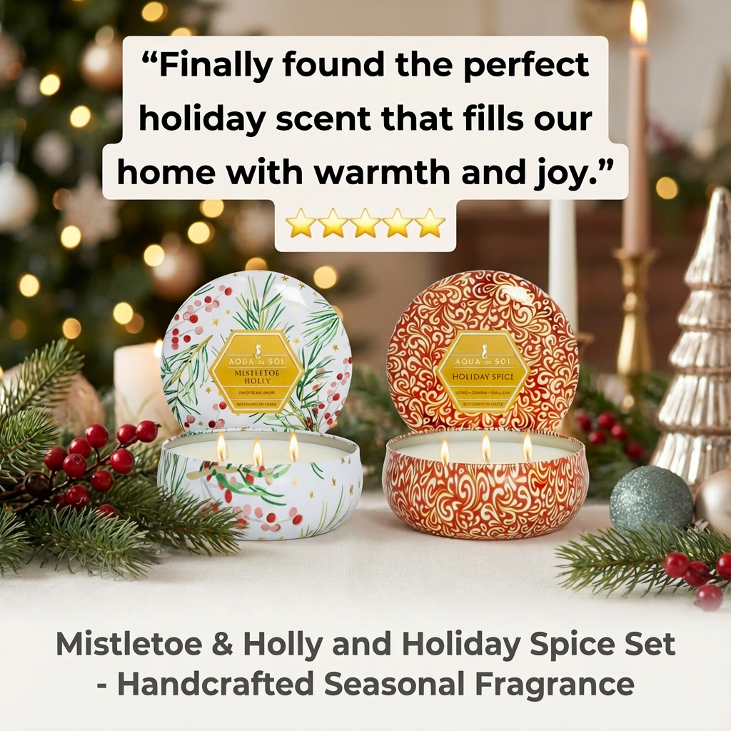 Holiday Spice + Mistletoe & Holly Duo | 21oz Triple Wick Tin (x2)