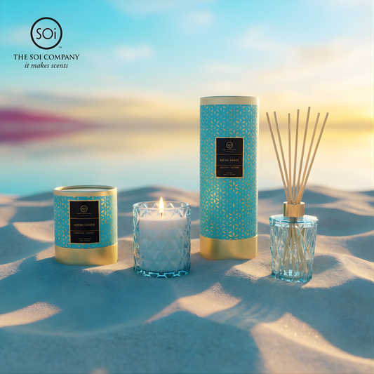 Azure Sands Diffuser Duo | 9oz Luxe Box Candle + 7oz Reed Diffuser