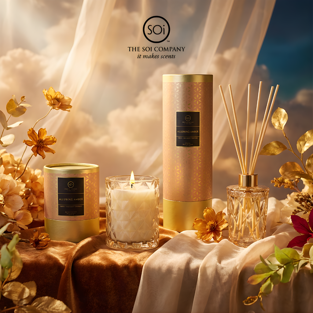 Alluring Amber Diffuser Duo | 9oz Luxe Box Candle  + 7oz Reed Diffuser