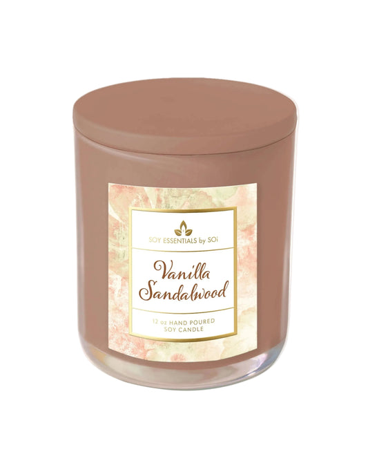 Vanilla Sandalwood | 12oz Glass Candle - Watercolors Collection