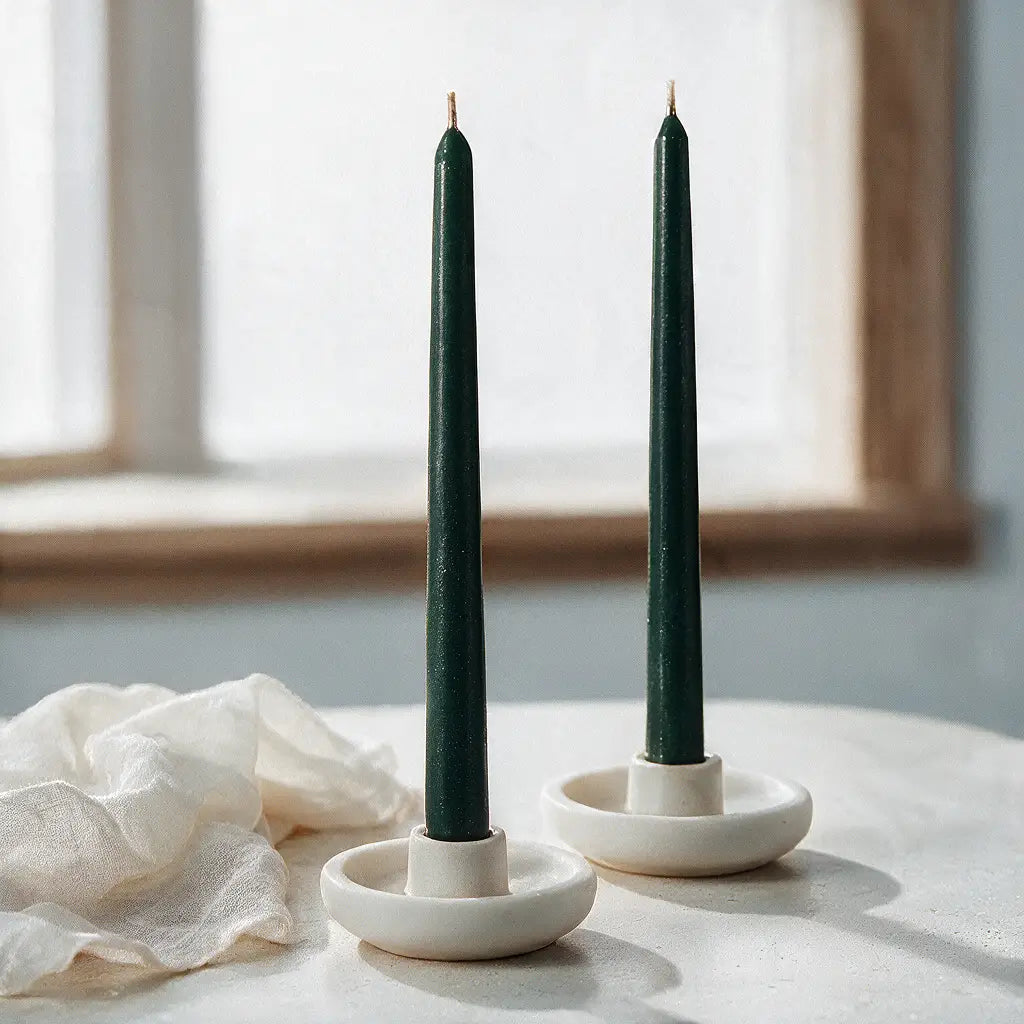 Green | 12" Taper Candle - Set of 2