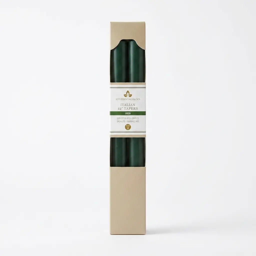 Green | 12" Taper Candle - Set of 2