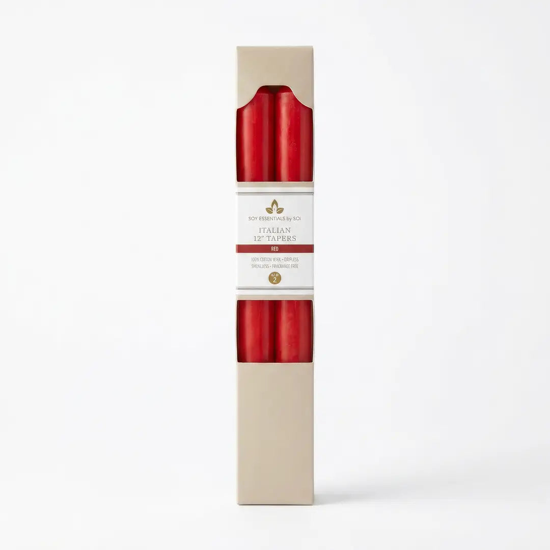 Red | 12" Taper Candle - Set of 2