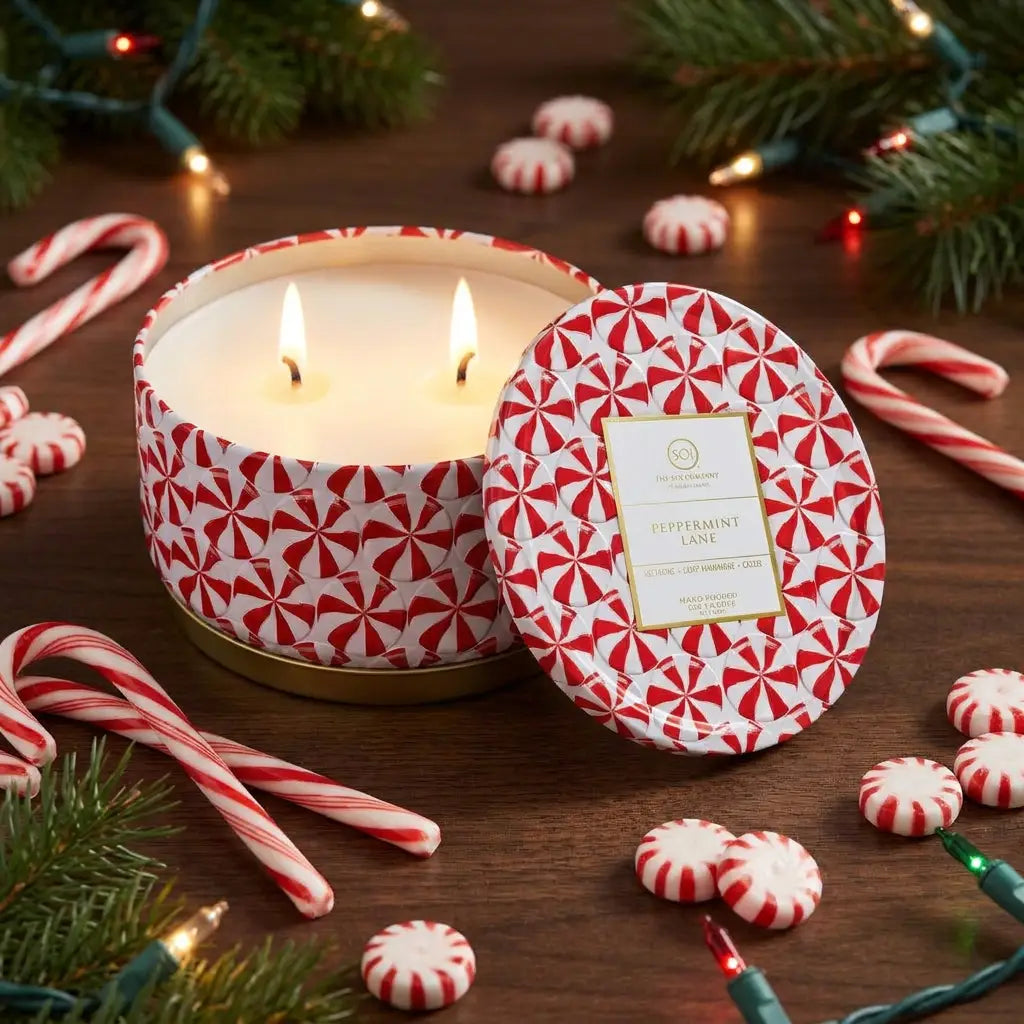 Peppermint Lane  | 12oz Embossed Luxe Tin