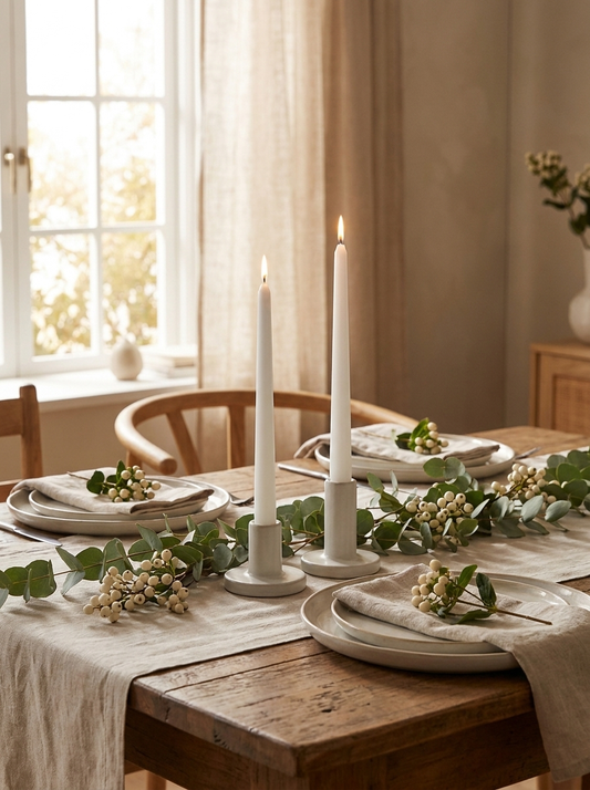 White | 12" Taper Candle - Set of 2