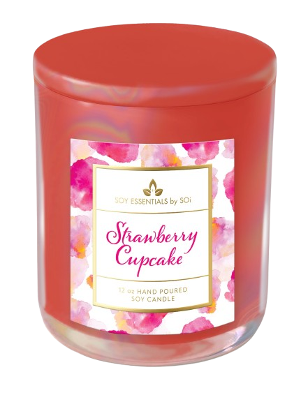 Strawberry Cupcake | 12oz Glass Candle - Watercolors Collection