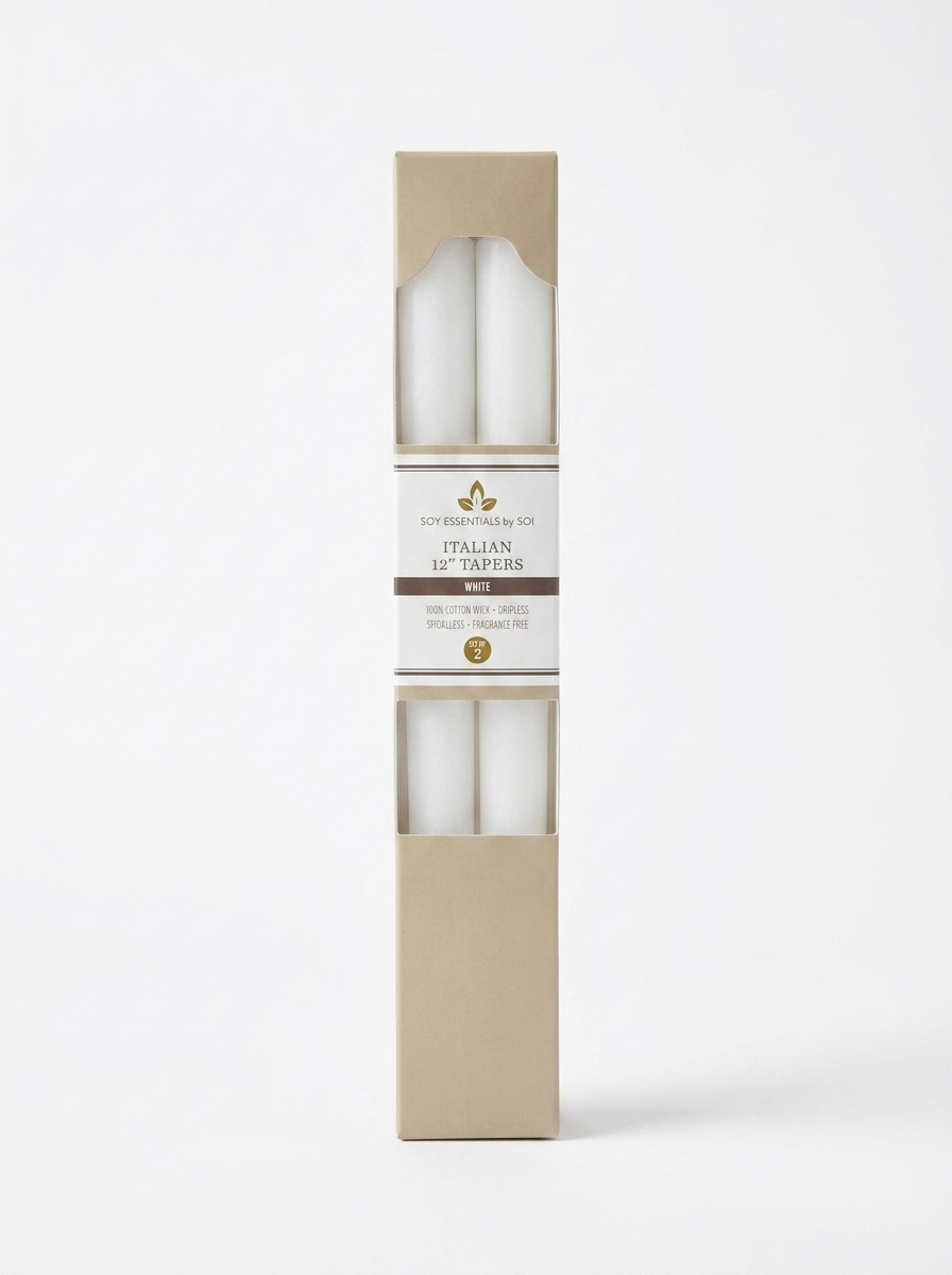 White | 12" Taper Candle - Set of 2